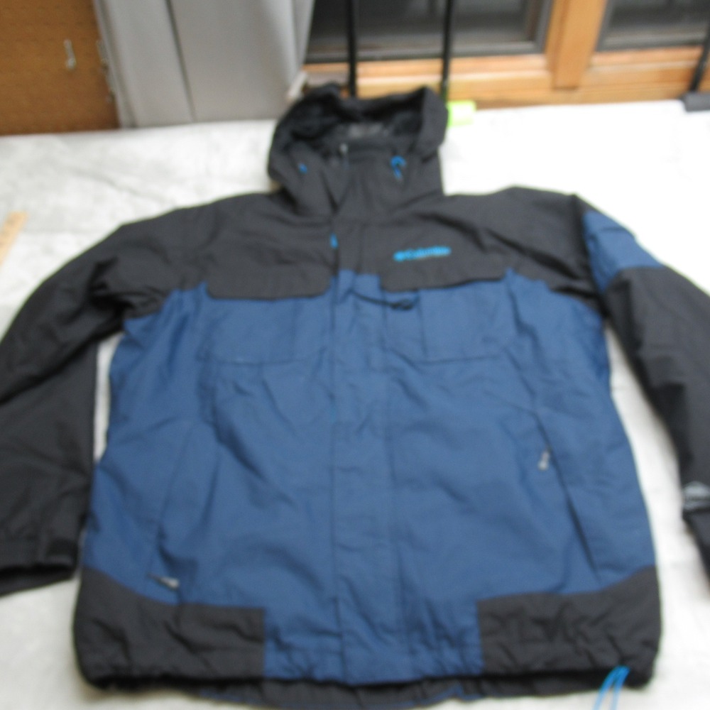 Columbia Jacket Men Large Black Blue Insulated Waterproof 3in1 Removable Liner